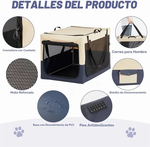 Vista 3 de Jaula suave de 36 pulgadas para perros grandes, perrera de viaje portátil con cremalleras bloqueables, base impermeable, funda lavable, marco