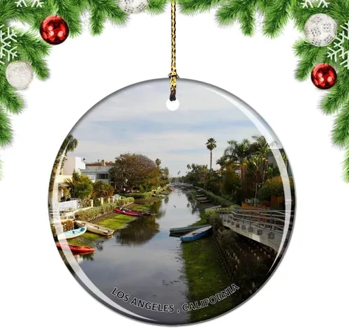 Vista 9 de California Los Ángeles Battleship Museum USA Christmas Tree Adorno Decoración Colgante Colgante Decoración City Travel Souvenir Collection Porcelana