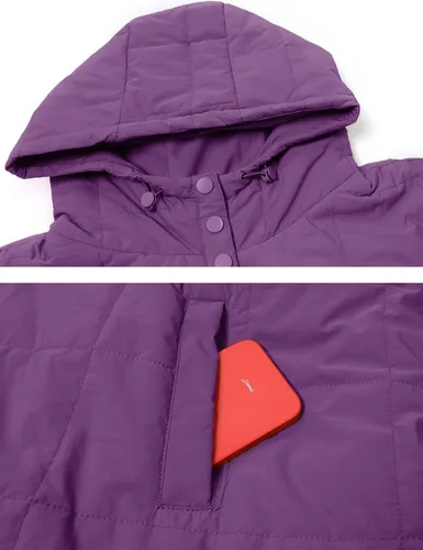 Vista 27 de QIBABU Chaqueta acolchada con capucha de gran tamaño para mujer, ligera, acolchada, manga larga, abrigo de invierno cálido