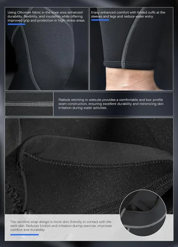 Vista 5 de Hevto Traje de neopreno de talla grande para hombre y mujer, 3/2 mm, neopreno completo, traje corto, cremallera en la espalda, para natación