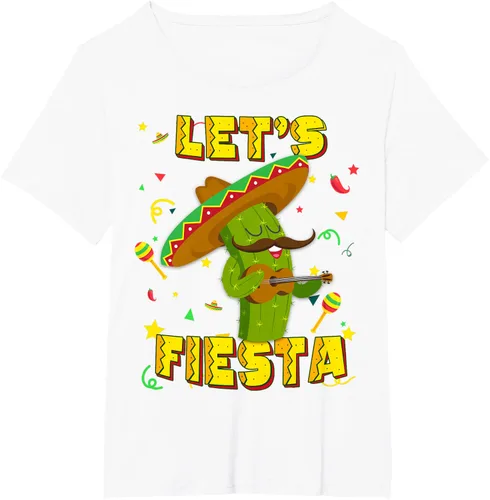 Vista 75 de Cinco De Mayo - Camiseta de regalo con sombrero de cactus Let's Fiesta, Negro, S