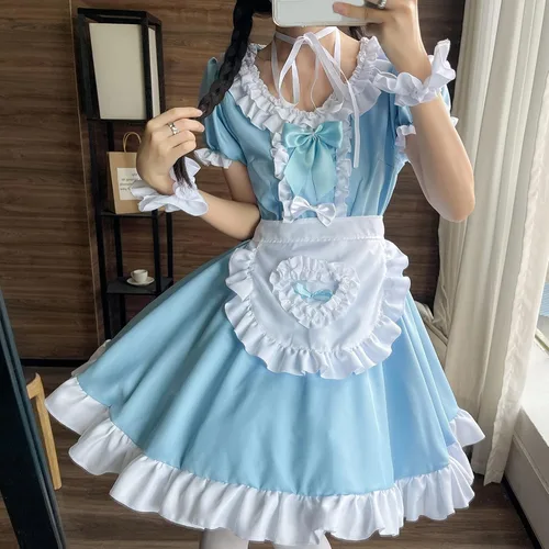 Vista 6 de Traje de sirvienta, lencería femenina, traje de sirvienta, lindo traje de sirvienta, conjunto de vestido de cosplay para mujer Halloween