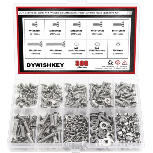 Vista 9 de DYWISHKEY - Juego de 566 piezas M2x 4/6/8/10/12/16/20mm tornillos de cabeza de botón, kit de tuercas y arandelas, tornillos M2, acero inoxidable 304