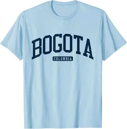 Vista 77 de Bogotá Colombia College University Style Camiseta azul marino, Blanco