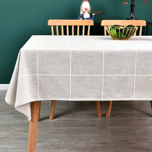 Vista 13 de Mantel de Algodón Resistente para Mesa Cuadrada Estilo Granja Vintage Mantel Lavable Cobertura de Mesa Rústica (Gris, 52''x52'')