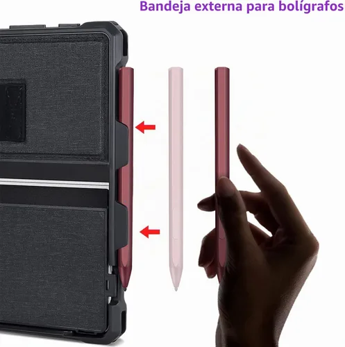 Vista 6 de Funda protectora resistente para Microsoft Surface Pro 7+/7/6/5/4/LTE de 12.3", con soporte para lápiz capacitivo y correa de mano, compatible
