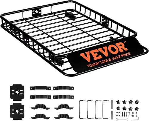 Vista 11 de VEVOR Cesta de Carga para Portaequipajes de Techo, 64" x 39" x 6" Transportador de Carga para Techo con Extensión, Acero Resistente de Servicio