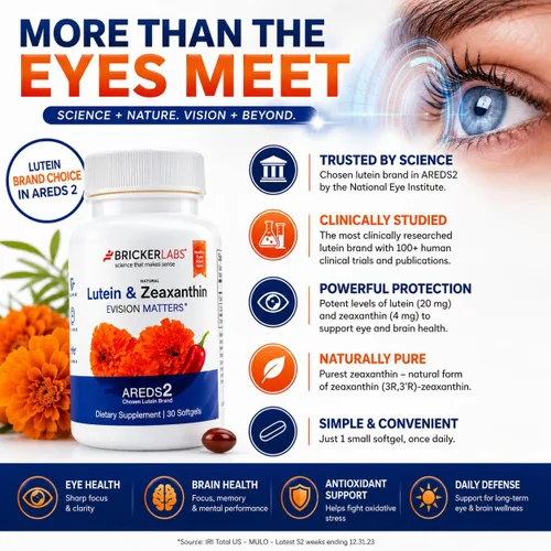 Vista 8 de Bricker Labs Suplemento ocular de luteína natural + zeaxantina – Apoya la salud de los ojos, el cerebro y la piel con carotenoides maculares