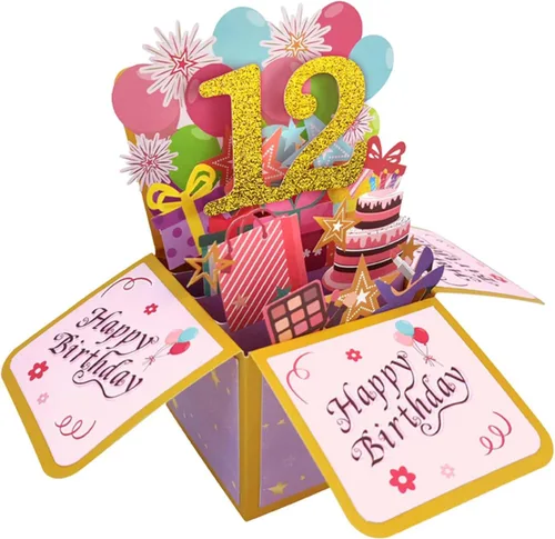 Vista 8 de Asmallgf Tarjeta Emergente Feliz 10 Cumpleaños para Hija Sobrina, Mejor Regalo de Cumpleaños para Niña Niño de 10 Años, Dulces Decoraciones