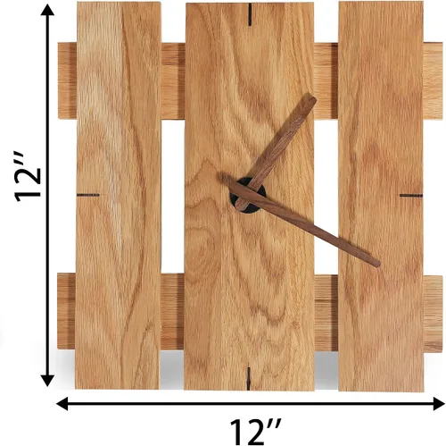 Vista 2 de CONSDAN Reloj de pared de madera que funciona con pilas, decoración de pared de madera dura cultivada en Estados Unidos, reloj analógico de madera
