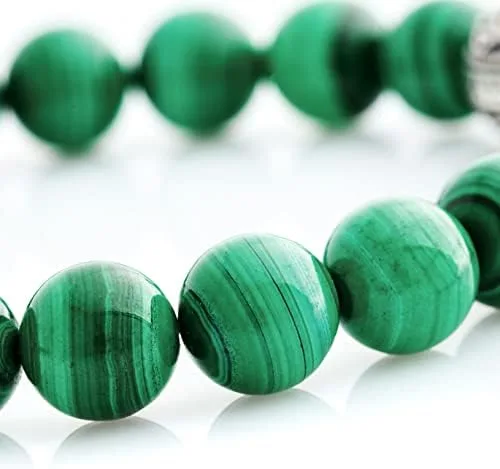 Vista 4 de DHYANARSH Pulsera de malaquita AAA natural original, joyería de malaquita auténtica, piedras curativas y cristales, joyería de yoga, Gema, Ágata