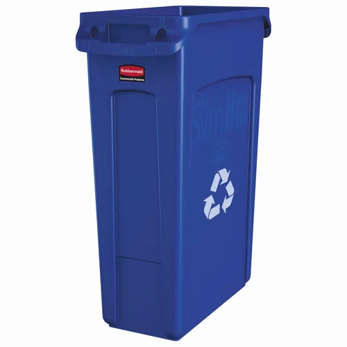 Vista 4 de Rubbermaid Commercial Products - Basurero de reciclaje, diseño rectangular con canales de ventilación, modelo Slim Jim, Beige
