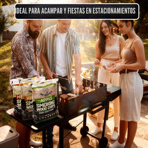 Vista 8 de Mr. Bar-B-Q - Chips de madera para ahumar de madera, paquete de 3 sabores, manzana, mezquite y nogal de Mr. Bar-B-Q, se pueden utilizar en parrilla