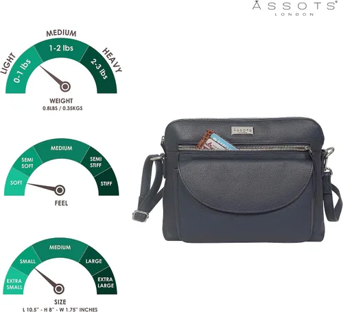 Vista 2 de ASSOTS Bolsos cruzados para mujer Monederos de cuero real con protección RFID, múltiples bolsillos y correa ajustable
