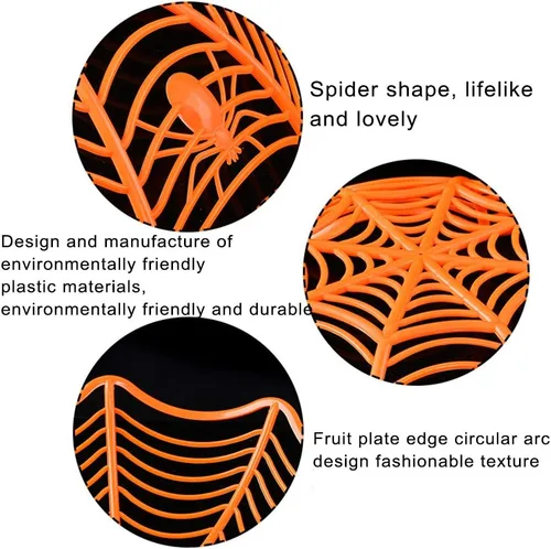 Vista 7 de Creative Spider Web Galleta Frutas Candy Plate Basket Bowl Halloween Funny Party Decor Negro