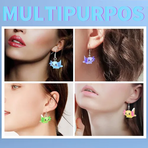 Vista 5 de KJMYYXGS 30 dijes de resina de ajolote de animales para hacer joyas 3D Kawaii lindos colgantes de ajolote DIY para llaveros, manualidades, collares