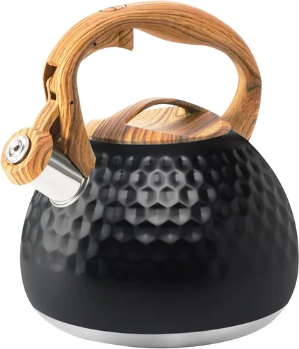 Vista 23 de Hervidor de Té Foedo para Estufa, Teteras Silbantes de 2.6 Cuartos para Estufa, Mango Plegable Resistente al Calor, Tetera Bonita (Beige)