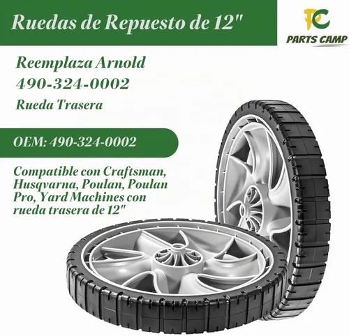Vista 3 de Arnold 490-324-0002 - Rueda trasera de repuesto de 12 pulgadas para cortacésped, rueda de plástico de 12 x 1.75 pulgadas, compatible con cortacésped