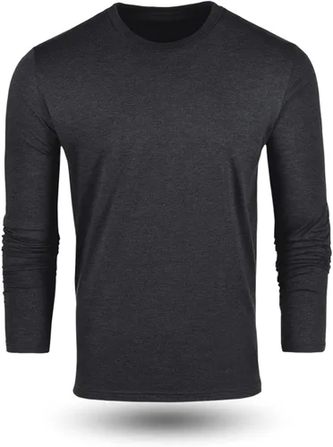 Vista 10 de Fresh Clean Threads Camiseta de manga larga para hombre, preencogida, suave, ajustada, clásica, de primera calidad, camisetas de algodón y poliéster