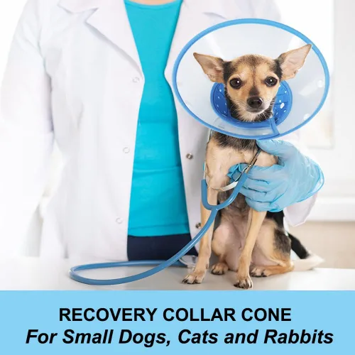 Vista 9 de Vivifying Conos de perro para perros pequeños, cono de mascota ajustable de 5.7-8 pulgadas, collar isabelino de recuperación ligero para gatos Azul