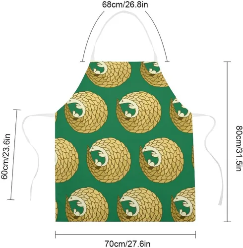 Vista 2 de Funny Pangolin Kitchen Apron with Adjustable Neck Strap Waterproof for Cooking Baking Drawing