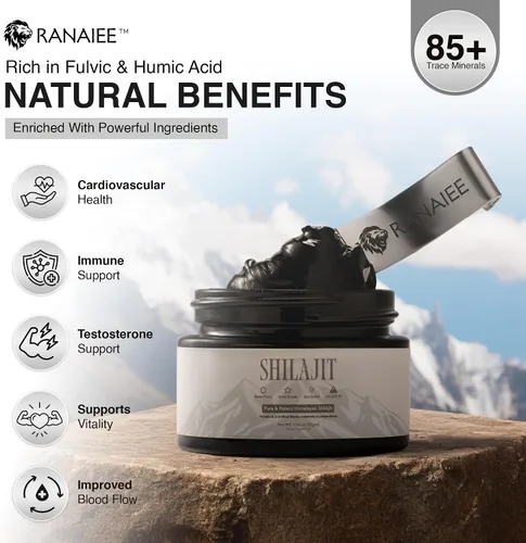 Vista 2 de Resina Shilajit para hombres y mujeres – Auténtico shilajit del Himalaya con ácido fúlvico, resina mineral negra pura, 1.06 oz 75 porciones