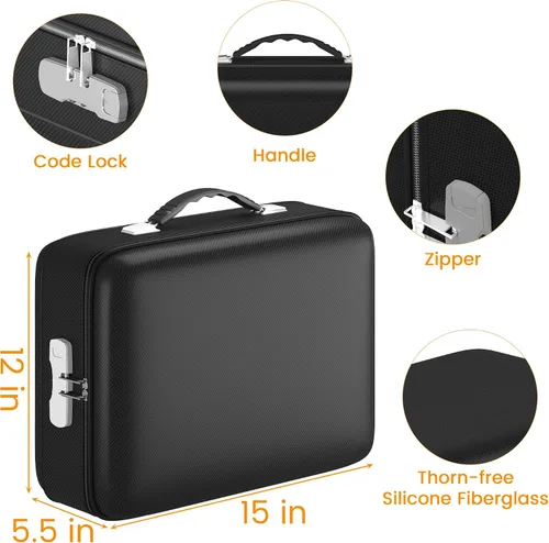 Vista 4 de Caja de documentos ignífuga de 5200 F con cerradura de combinación, resistente al agua, caja fuerte para documentos importantes, certificados