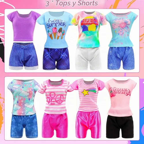 Vista 5 de 22 piezas de 11.5 pulgadas niña aleatoria ropa y accesorios moda Playset