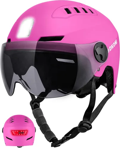 Vista 13 de Casco de bicicleta para adultos con luces delanteras y traseras Negro