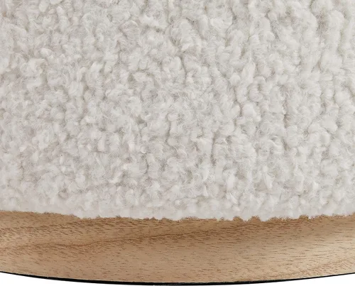 Vista 9 de Otomano Linon Home Décor con base de madera redonda y funda de sherpa color crema Lexington (AMZN2305)