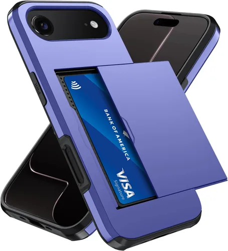 Vista 38 de Qinmay Funda compatible con iPhone 7 Plus/8 Plus con tarjetero, doble capa a prueba de golpes, funda protectora resistente con ranura oculta Negro