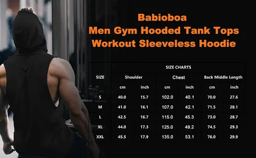Vista 6 de Babioboa Camisetas sin mangas con capucha para hombre, para entrenamiento deportivo, sin mangas, para gimnasio, culturismo, corte muscular