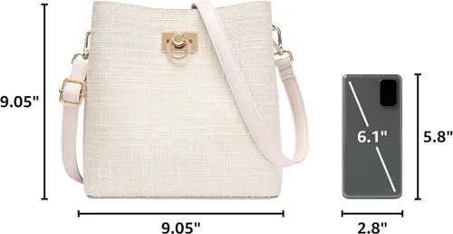 Vista 3 de KALIDI Bolsos cruzados para mujer de cuero vegano Bolso de hombro de moda con múltiples bolsillos Beige