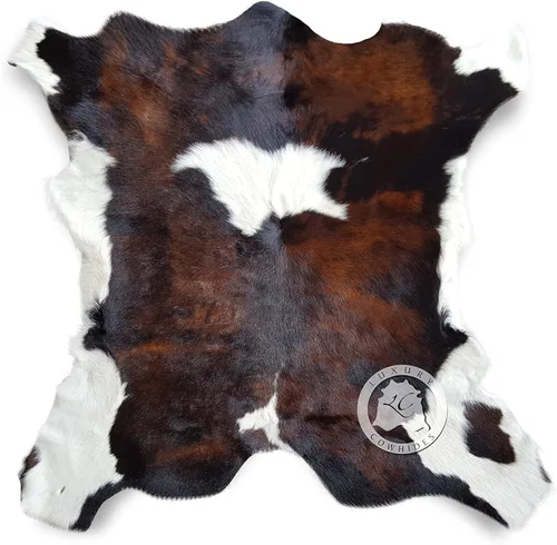 Vista 9 de Sunshine Cowhides Alfombra de piel de vaca 100 % genuina, color blanco y negro, alfombra de piel de becerro de estilo moderno y alfombra de área