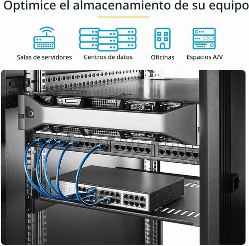Vista 4 de StarTech Estante de bastidor de servidor de 1U - Bandeja universal con ventilación en voladizo para bastidor de 19" para equipos de red y gabinete