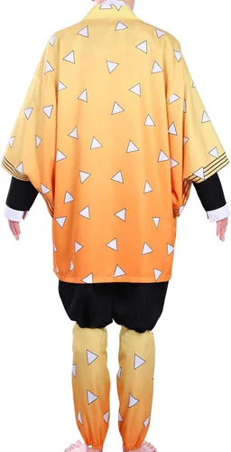 Vista 3 de Zenitsu Cosplay Costume for Kids Adult Anime Tanjiro Nezuko Kimono Halloween Shinobu Cosplay Party