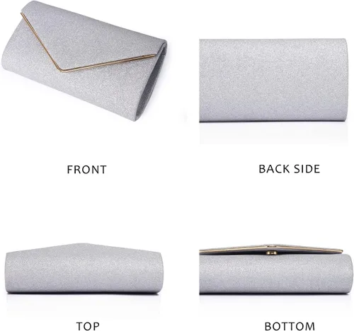 Vista 4 de Labair - Bolso de mano brillante para mujer. Bolso para noche con purpurina. Bolsas para bodas y fiestas