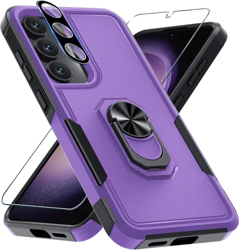 Vista 24 de Compatible con Samsung Galaxy S24/S25 Funda con Protector de Pantalla de Vidrio Templado, Resistente a Prueba de Golpes de Servicio Pesado Funda