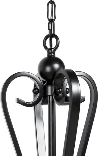 Vista 3 de Deco 79 Lámpara colgante grande moderna de metal negro con brazos enrollados, 35 x 35 pulgadas