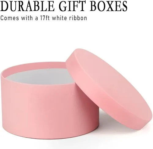 Vista 7 de Cajas de regalo anidadas de lujo, color rosa con tapas, paquete de 4, cinta pequeña de 17 pies para dama de honor, San Valentín, día de la madre