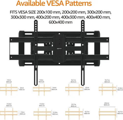 Vista 7 de Amazon Basics Soporte de TV articulado de movimiento completo de doble brazo resistente para televisores de 37" a 80" de hasta 132 libras