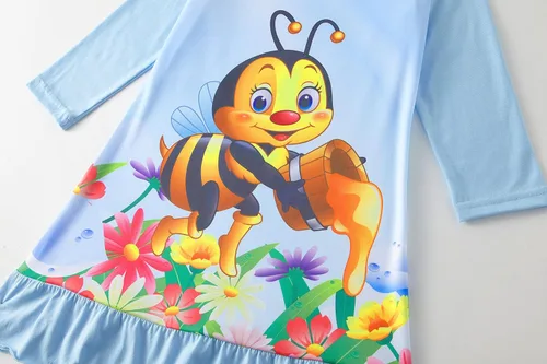 Vista 2 de Camisones de noche de algodón de manga larga para niñas, vestido de noche de 2 a 9 años, paquete de 2