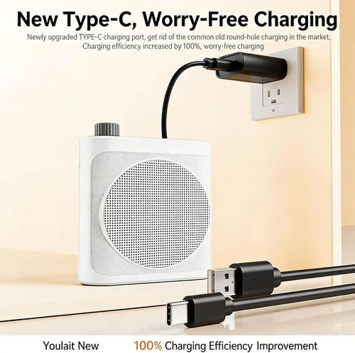 Vista 3 de fosa Amplificador de voz inalámbrico, chip de reducción de ruido integrado con 2 micrófonos Lavalier, micrófono magnético Bluetooth, para reuniones