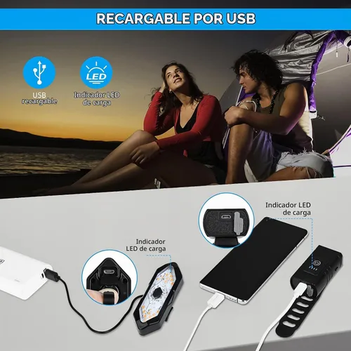 Vista 2 de Juego de luces de bicicleta, luz recargable USB para bicicleta delantera y trasera, 1000 lúmenes para bicicleta y luz trasera con señal de giro