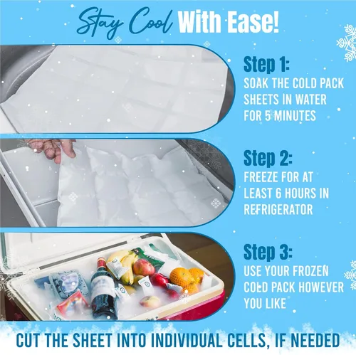 Vista 6 de Paquetes Fríos de Envío Hielo Seco para Envío de Alimentos Congelados, Láminas Flexibles de Paquetes de Hielo Frío para Hieleras, Paquetes de Hielo