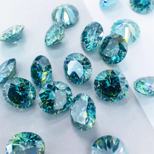 Vista 3 de 0.256 in 1.0ct VVS1 Moissanita verde azul redondo excelente corte Moissanita piedras preciosas sueltas para la fabricación de joyas