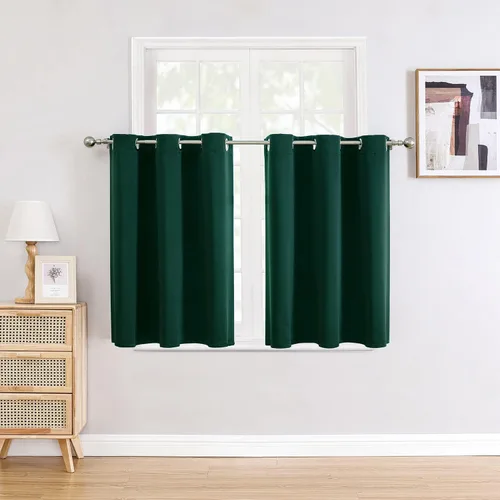 Vista 116 de ChrisDowa - Cortinas cortas para ventana de 40 pulgadas para dormitorio - Cortinas cortas con ojales y aislamiento térmico para oscurecer