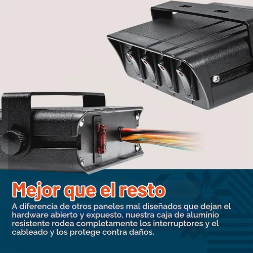 Vista 4 de True Mods - Caja de interruptor basculante de 4 bandas de 12 V [20 amperios máximo] [cables de 12 AWG] [12 voltios CC] SPST On/Off Rocker Toggle