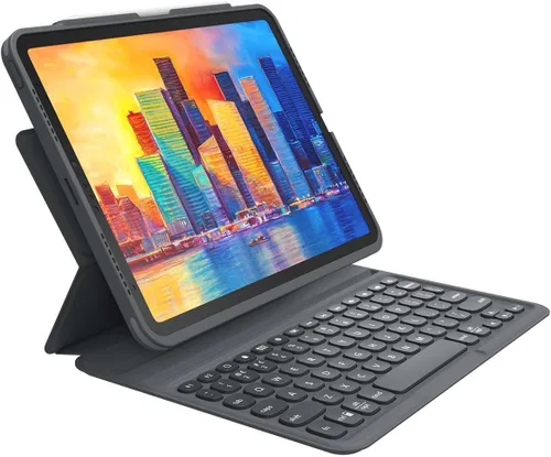Vista 14 de ZAGG Pro Keys - Funda desmontable y teclado inalámbrico para Apple iPad de 10.2 pulgadas (Gen 9, 8, 7) - Emparejamiento Bluetooth, teclas