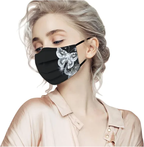 Vista 7 de Paquete de 50 mascarillas desechables para el cuidado de la piel de adultos, cubrebocas estampados de colores para adultos